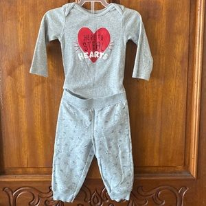 Valentine’s Heart Themed Baby Matching Outfit, Size 12 Months